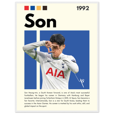 Son Heung-min Tottenham Hotspur Framed Football Poster 60x80 cm 24x32″ White frame Vibrantwalls