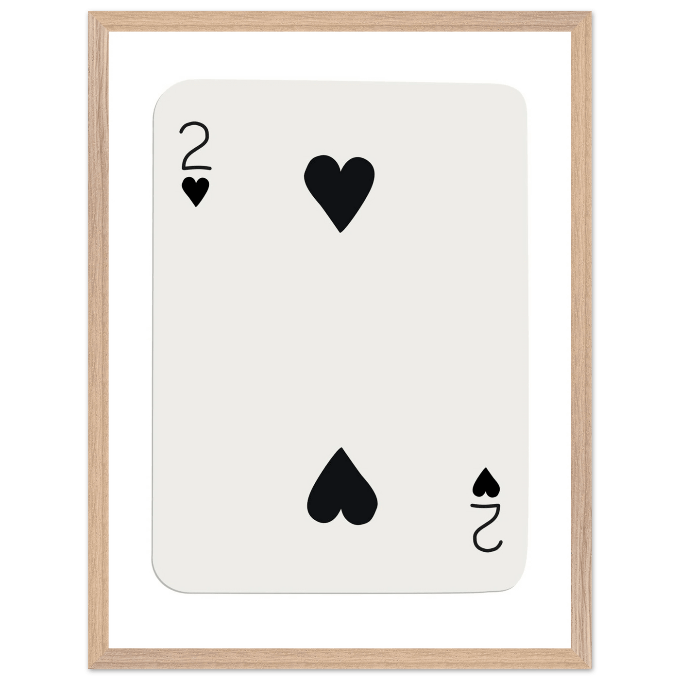 Minimalist Two of Hearts Poker Card Art Print - Framed Eco-Friendly Wooden Poster - Vibrantwalls