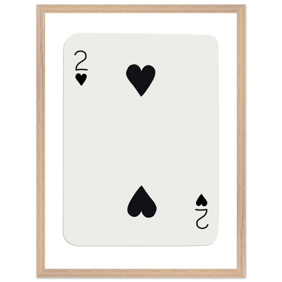 Minimalist Two of Hearts Poker Card Art Print - Framed Eco-Friendly Wooden Poster - Vibrantwalls