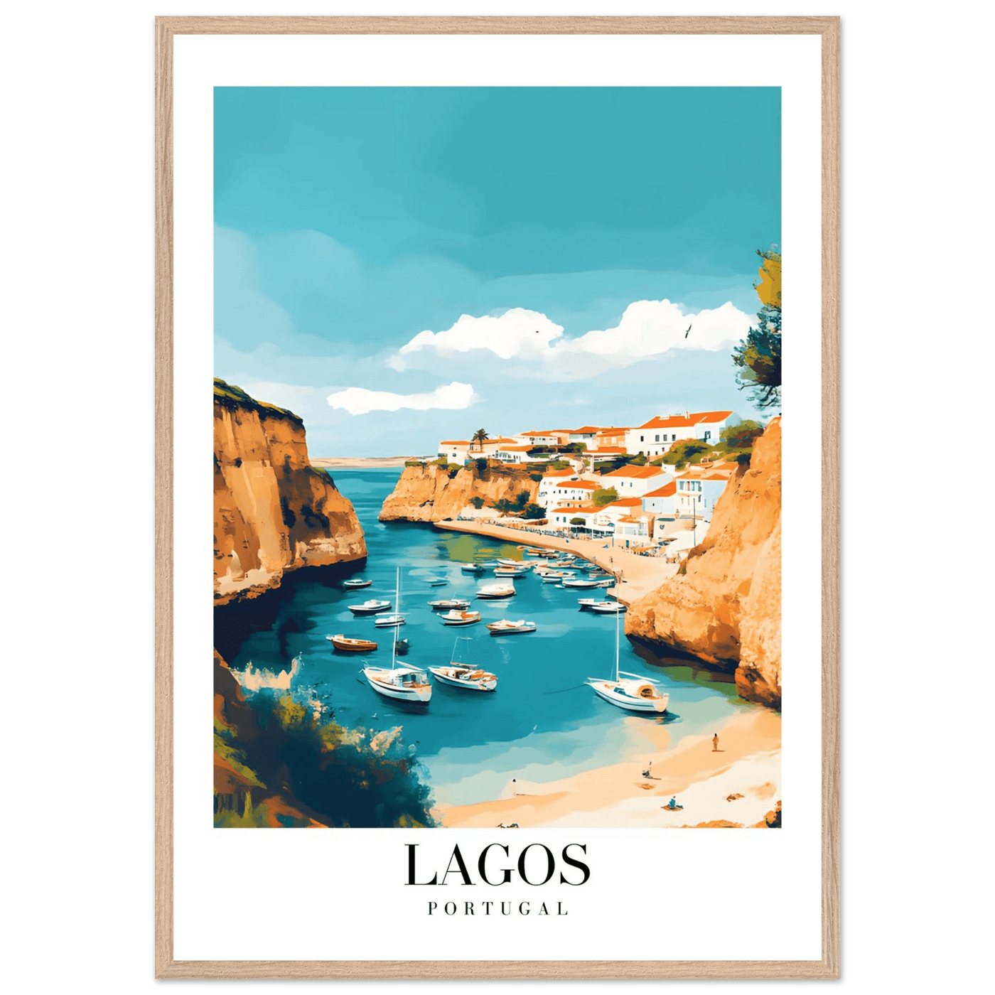 Lagos Portugal Framed Poster – Coastal Charm Travel Art with Wooden Frame - Vibrantwalls