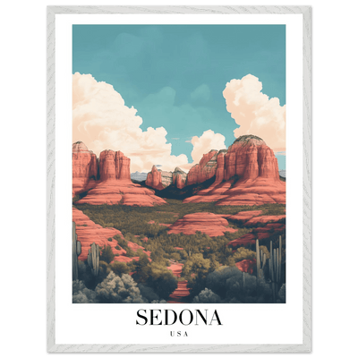 Sedona USA Framed Poster – Iconic Red Rocks Wall Art with Vintage Desert Vibes - Vibrantwalls