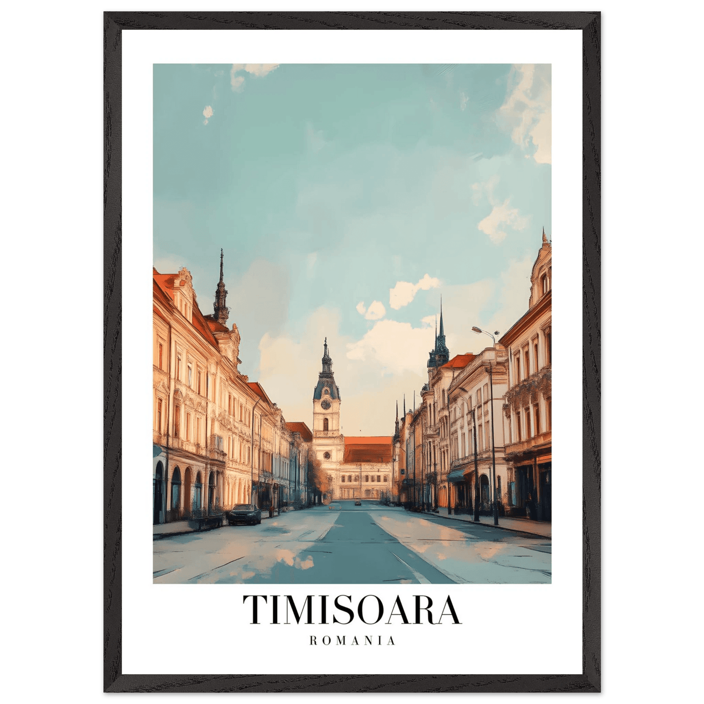 Timisoara Romania Framed Poster – Vintage Cityscape Wall Art with Wooden Frame - Vibrantwalls