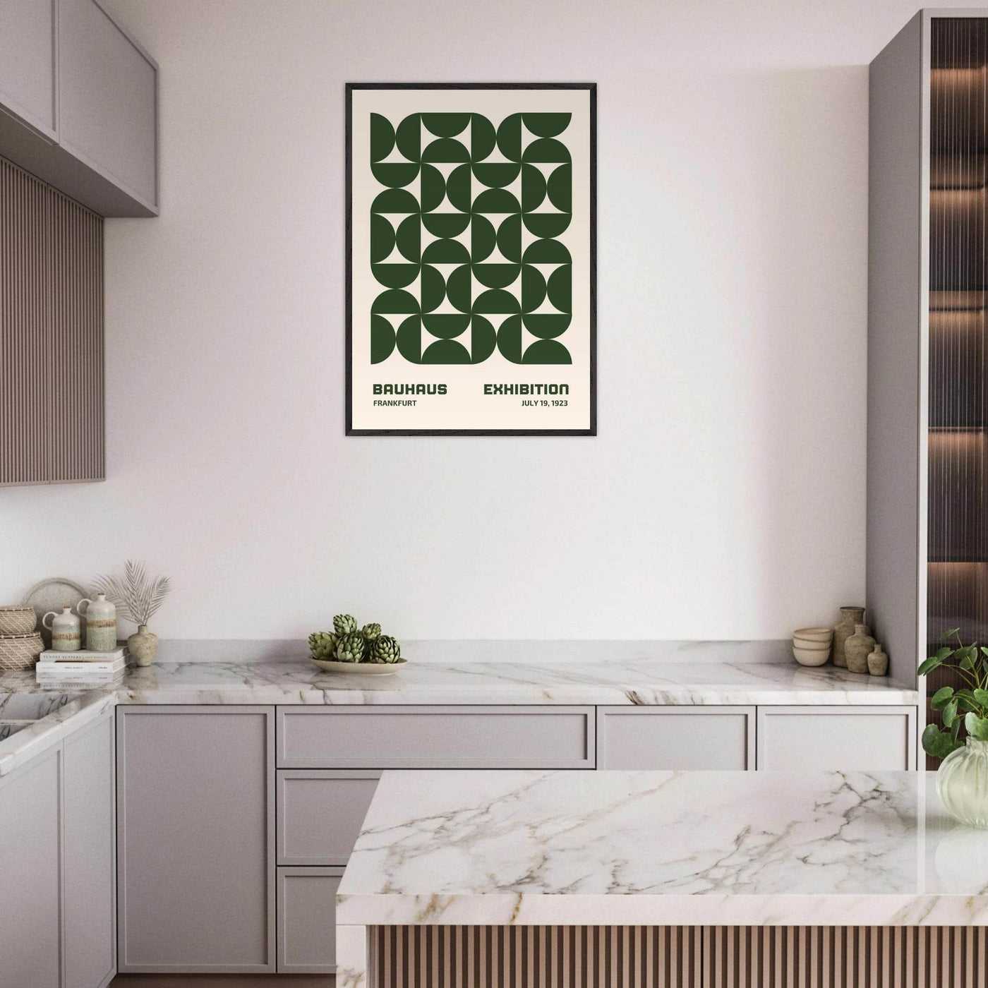 Bauhaus Forest Green & Cream Modern - Vibrantwalls