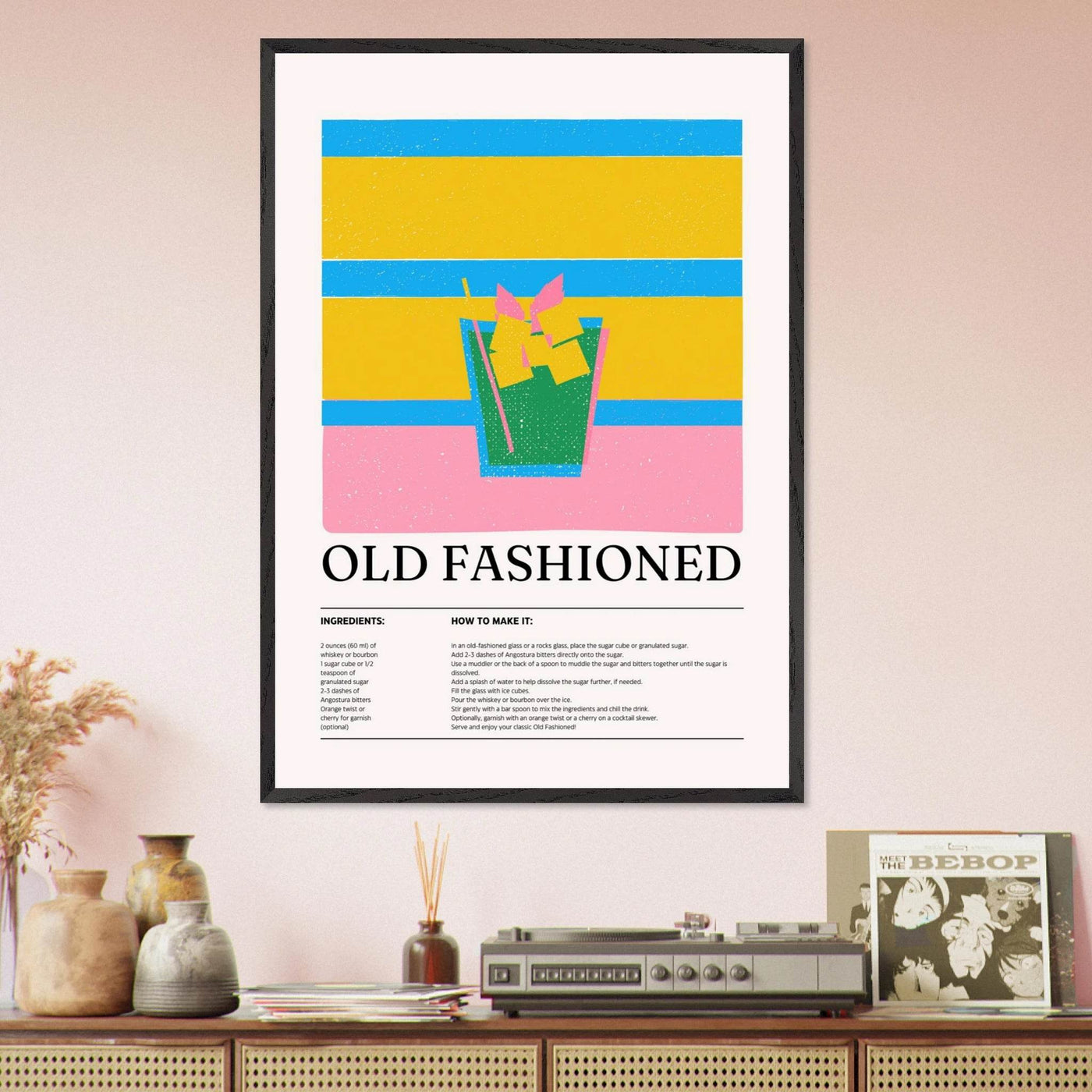 Old Fashioned Cocktail Recipe Art Print - Vibrantwalls