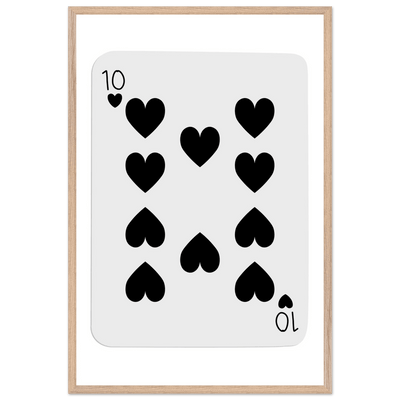 Minimalist Ten of Hearts Poker Card Print - Mounted Framed Eco-Friendly Wall Art for Game Rooms & Modern Decor - Vibrantwalls