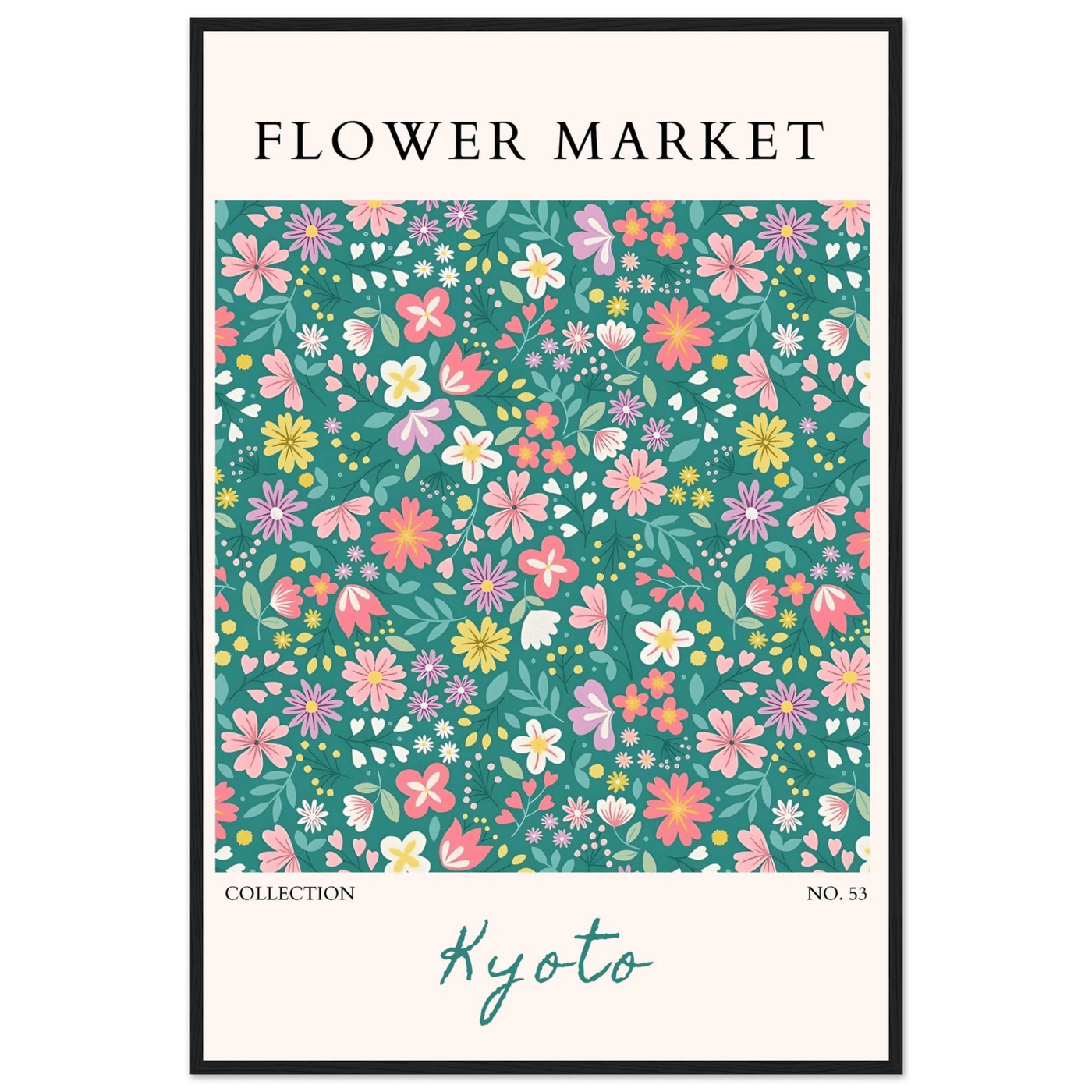Kyoto Flower Market Framed Poster – Whimsical Floral Art Print for a Touch of Spring | Ready-to-Hang Decor - Vibrantwalls