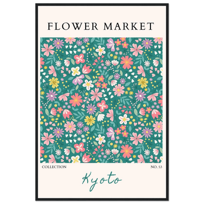 Kyoto Flower Market Framed Poster – Whimsical Floral Art Print for a Touch of Spring | Ready-to-Hang Decor - Vibrantwalls