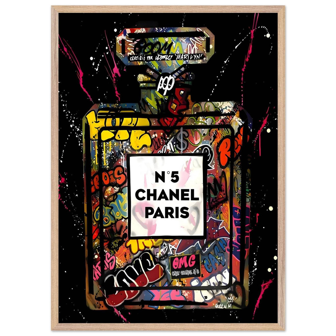 Coco Mademoiselle Chanel Perfume Pop Art Graffiti Print - Iconic Scent, Street Style Art Piece in Your Choice of Frame - Vibrantwalls