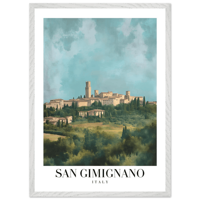 San Gimignano Italy Framed Poster – Vintage Tuscan Countryside Wall Art with Wooden Frame - Vibrantwalls