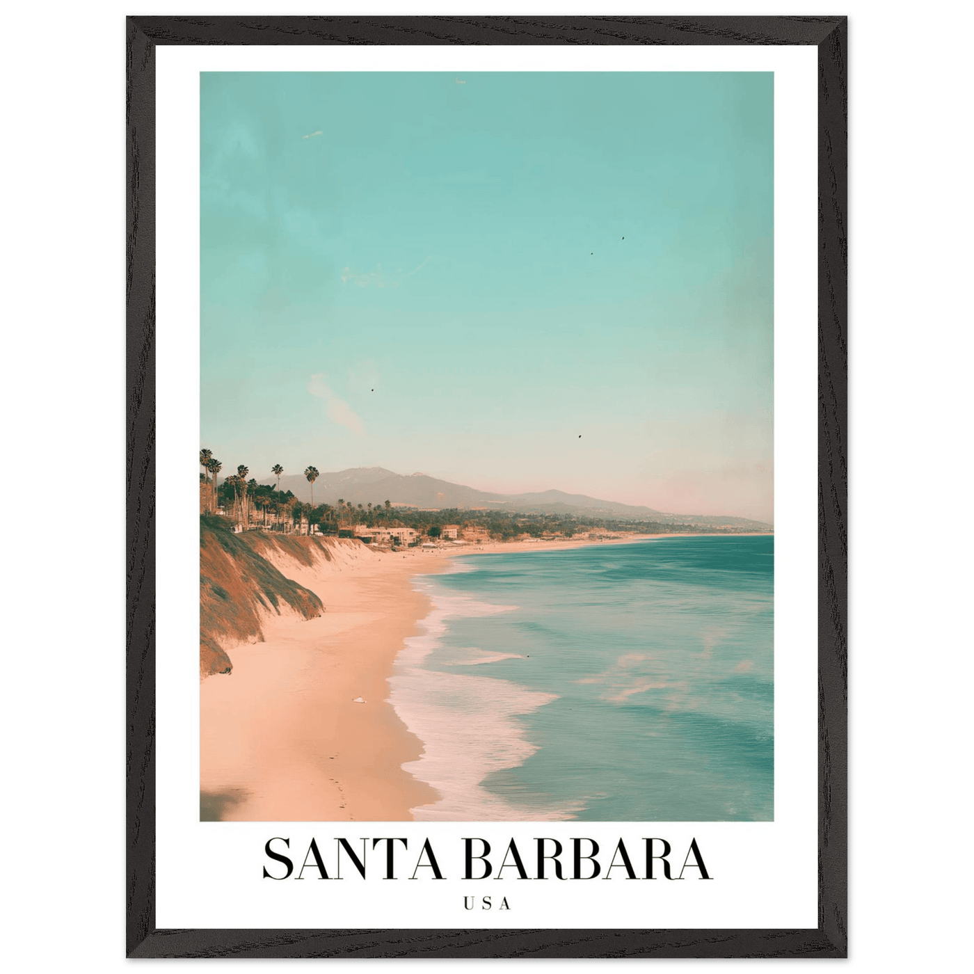 Santa Barbara USA Framed Poster – Pastel Beach Travel Wall Art in Your Choice of Frame - Vibrantwalls