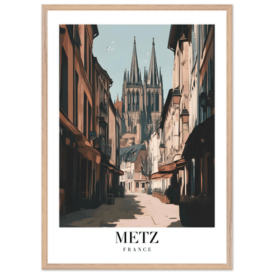 Metz France Framed Poster – Vintage European Cityscape Wall Art with Customizable Wooden Frame - Vibrantwalls
