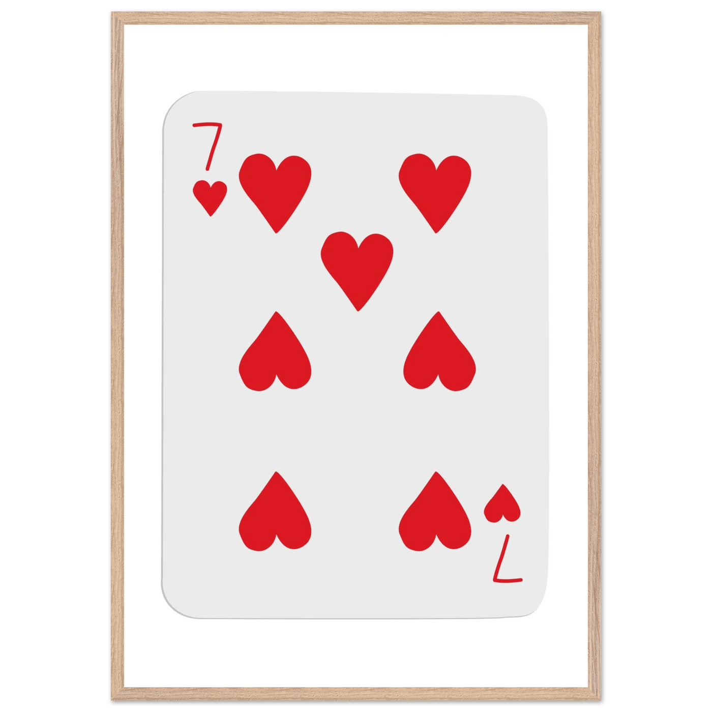 Lucky 7 of Hearts Poker Card Print - Mounted Framed Wall Art, Eco-Friendly Wood Frame & Multiple Sizes - Vibrantwalls