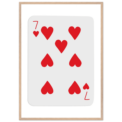 Lucky 7 of Hearts Poker Card Print - Mounted Framed Wall Art, Eco-Friendly Wood Frame & Multiple Sizes - Vibrantwalls