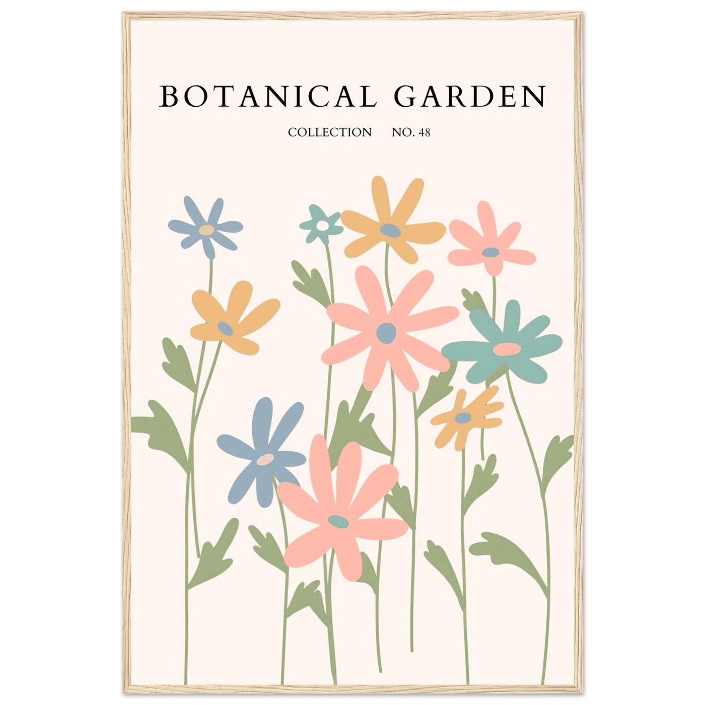 Botanical Garden Framed Poster – Whimsical Pastel Floral Art Print | Ready-to-Hang Wall Decor - Vibrantwalls