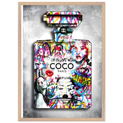 Vibrant Pop Art Chanel Perfume Bottle Print - Graffiti Chic Wall Decor for Fashion Lovers - Vibrantwalls