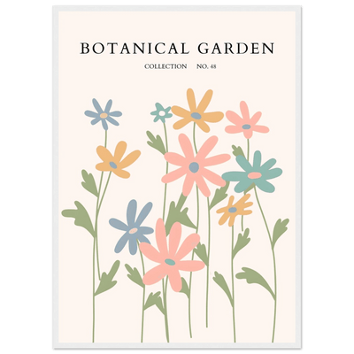 Botanical Garden Framed Poster – Whimsical Pastel Floral Art Print | Ready-to-Hang Wall Decor - Vibrantwalls