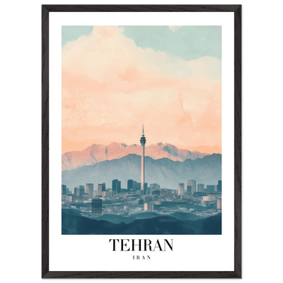 Tehran Iran Framed Poster – Vintage Cityscape Wall Art with Soft Hues & Wooden Frame - Vibrantwalls