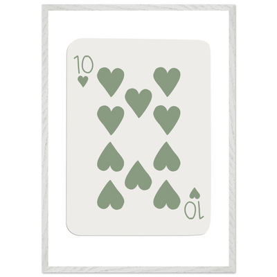 Minimalist Ten of Hearts Poker Card Print - Mounted & Framed Wall Art, Eco-Friendly Wood Frame in Your Choice of Finish - Vibrantwalls