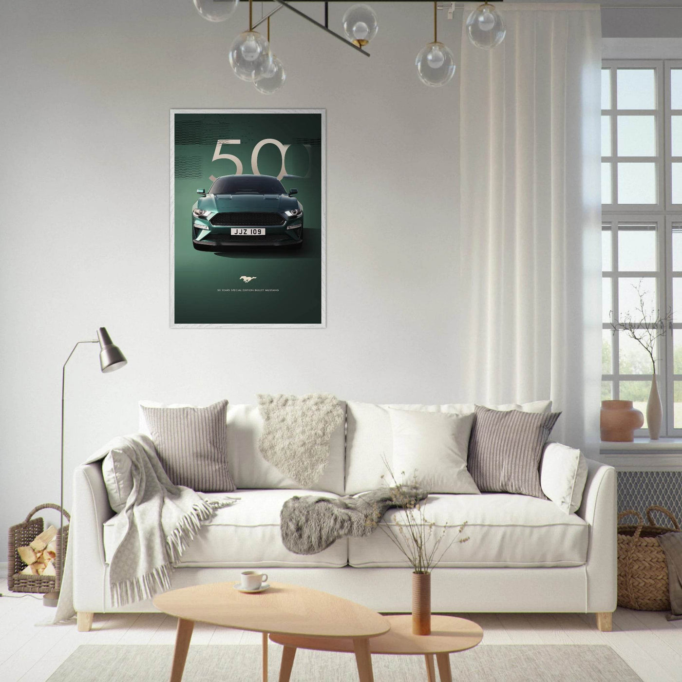 1968 Bullitt Mustang GT - 50th Anniversary Framed Poster | Iconic Dark Highland Green, Ready-to-Hang Wall Art - Vibrantwalls