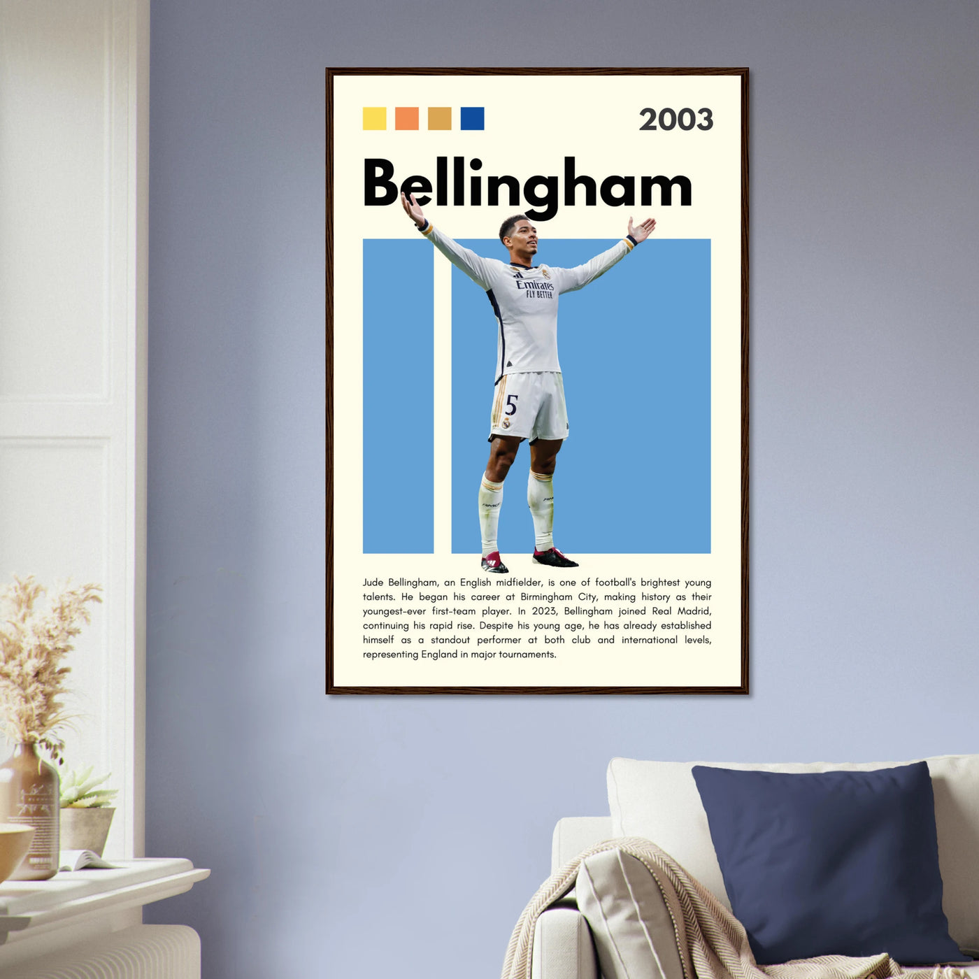 Jude Bellingham Real Madrid Football Poster – Modern Pop Art Print in Your Choice of Frame Vibrantwalls
