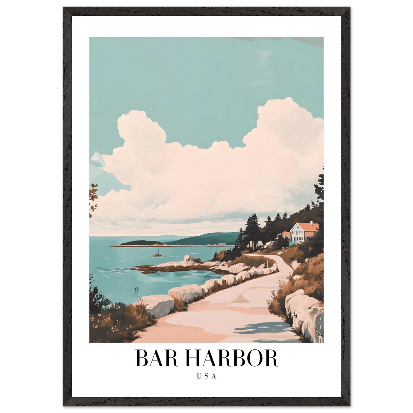 Bar Harbor Maine Framed Poster – Coastal Charm Wall Art with Wooden Frame - Vibrantwalls