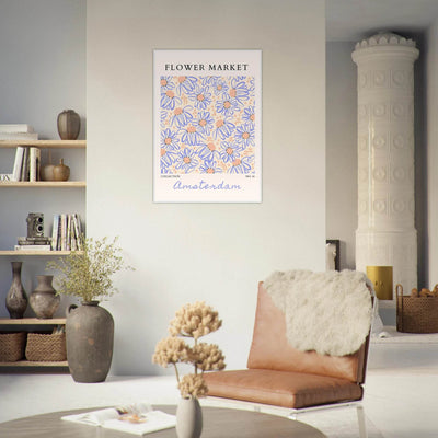 Abstract Floral Market Framed Poster – Whimsical Amsterdam Daisy Art Prints | Ready-to-Hang in Various Sizes - Vibrantwalls