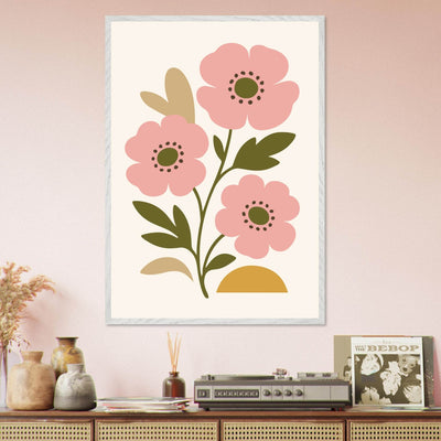 Abstract Floral Bloom - Minimalist Pink Flowers - Vibrantwalls
