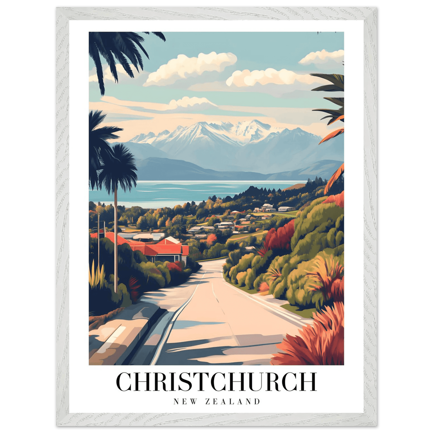 Christchurch New Zealand Framed Poster – Vintage Travel Wall Art with Wooden Frame - Vibrantwalls