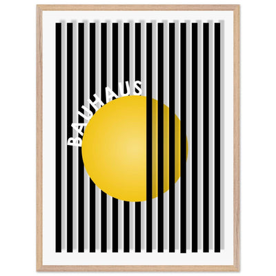 Bauhaus Yellow Circle Wall Art with Modern Stripes - Vibrantwalls