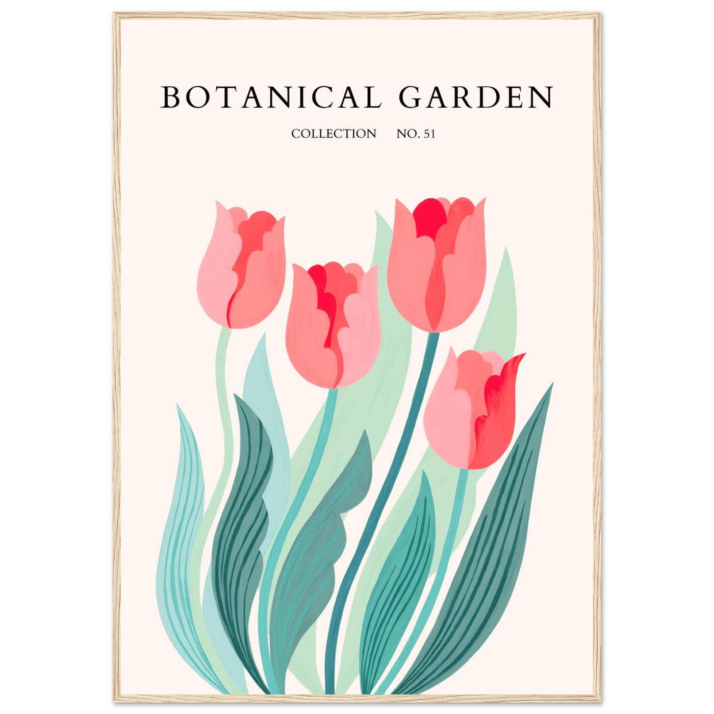 Botanical Garden Tulip Framed Poster – Pastel Florals & Nature Art Prints | Ready-to-Hang Wall Decor - Vibrantwalls