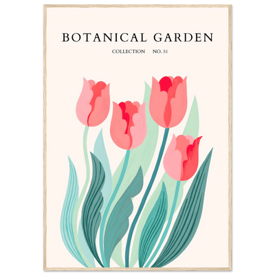 Botanical Garden Tulip Framed Poster – Pastel Florals & Nature Art Prints | Ready-to-Hang Wall Decor - Vibrantwalls