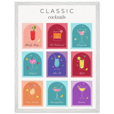 Classic Cocktails Set Nine Drink Recipes - Vibrantwalls