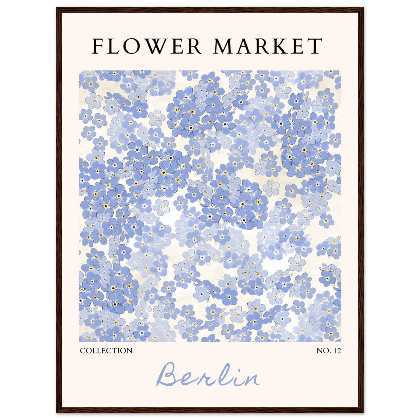 Forget-Me-Not Bloom Framed Poster – Gentle Blue Floral Art Print | Berlin Collection | Ready-to-Hang Wall Art - Vibrantwalls
