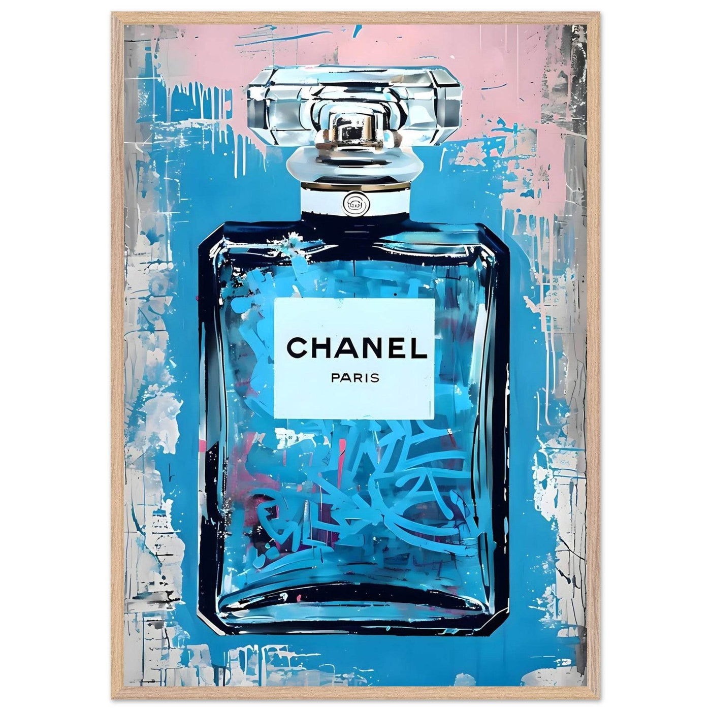 Abstract Chanel No. 5 Art Print in Mounted Frame - Iconic Glamour for Modern Decor - Vibrantwalls