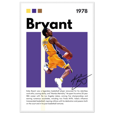 Kobe Bryant Black Mamba Lakers Vintage Poster 60x90 cm 24x36″ White frame Vibrantwalls