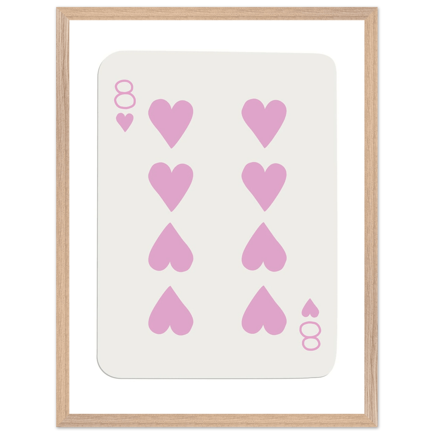 Minimalist Eight of Hearts Poker Card Print - Mounted Framed Art in Eco-Friendly Wood Frame - Vibrantwalls