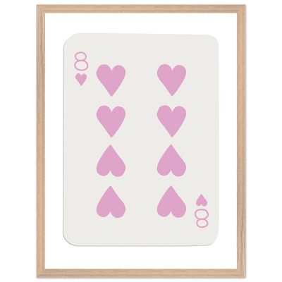 Minimalist Eight of Hearts Poker Card Print - Mounted Framed Art in Eco-Friendly Wood Frame - Vibrantwalls