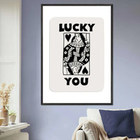 Lucky You Queen of Hearts Custom Playing Cards Framed Poster Wall Art - Vibrantwalls
