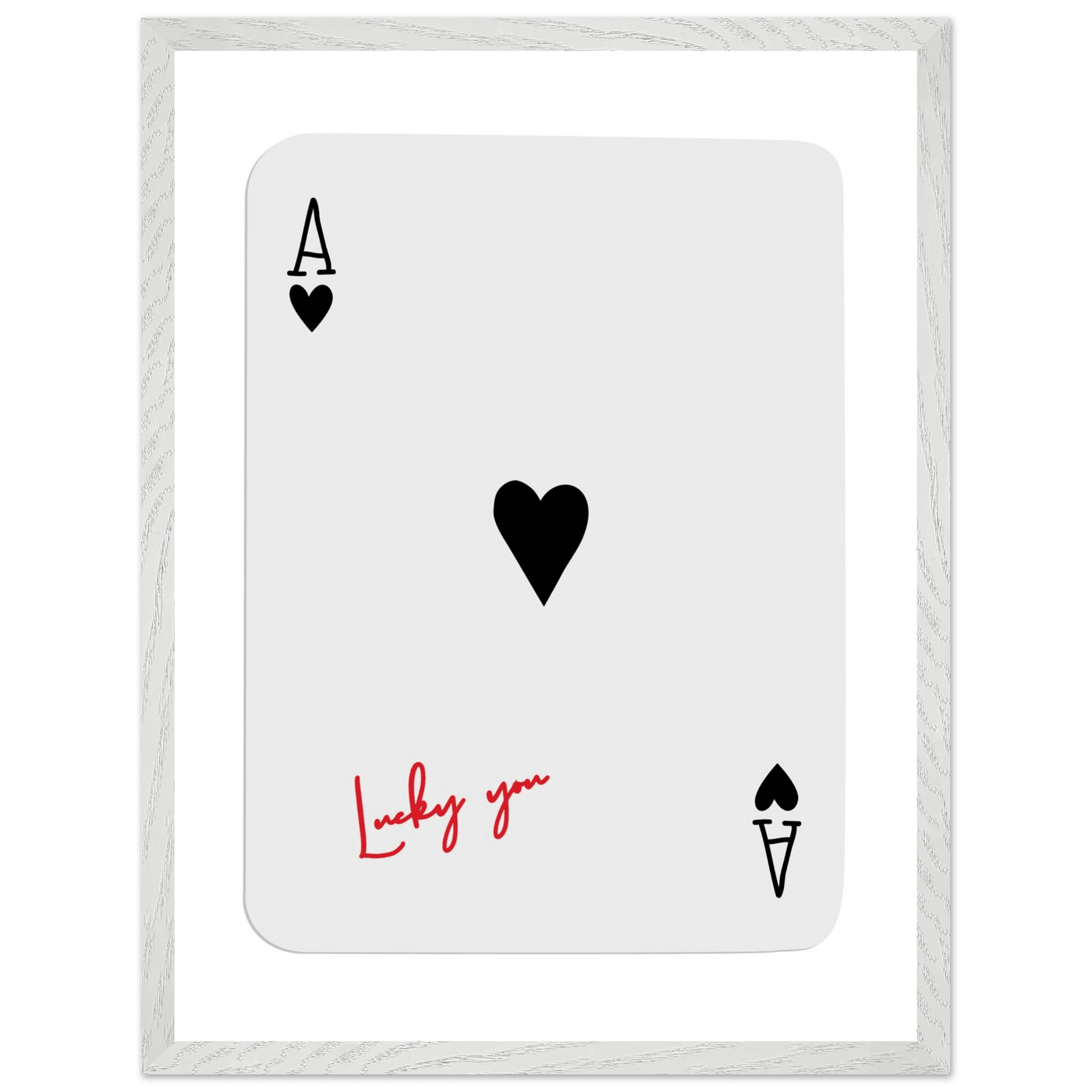 Lucky Ace of Hearts Framed Poster - Modern Poker Card Art, Eco-Friendly Wood Frame in Your Choice of Style - Vibrantwalls