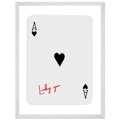 Lucky Ace of Hearts Framed Poster - Modern Poker Card Art, Eco-Friendly Wood Frame in Your Choice of Style - Vibrantwalls