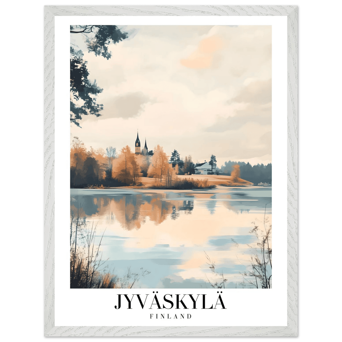 Jyväskylä Finland Framed Poster – Serene Lakeside Wall Art with Vintage-Inspired Charm & Wooden Frame - Vibrantwalls
