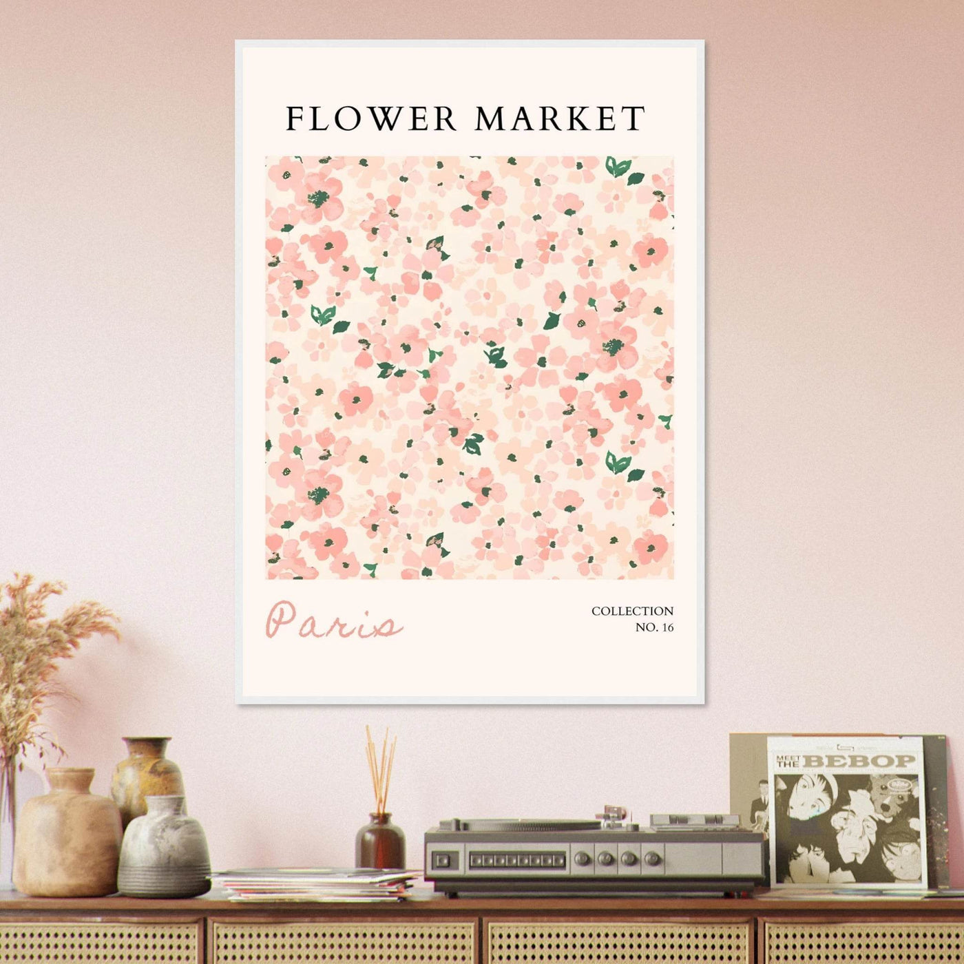 Paris Flower Market Framed Poster – Blush Floral Art Print | Ready-to-Hang Wall Decor in Multiple Sizes & Frame Finishes - Vibrantwalls