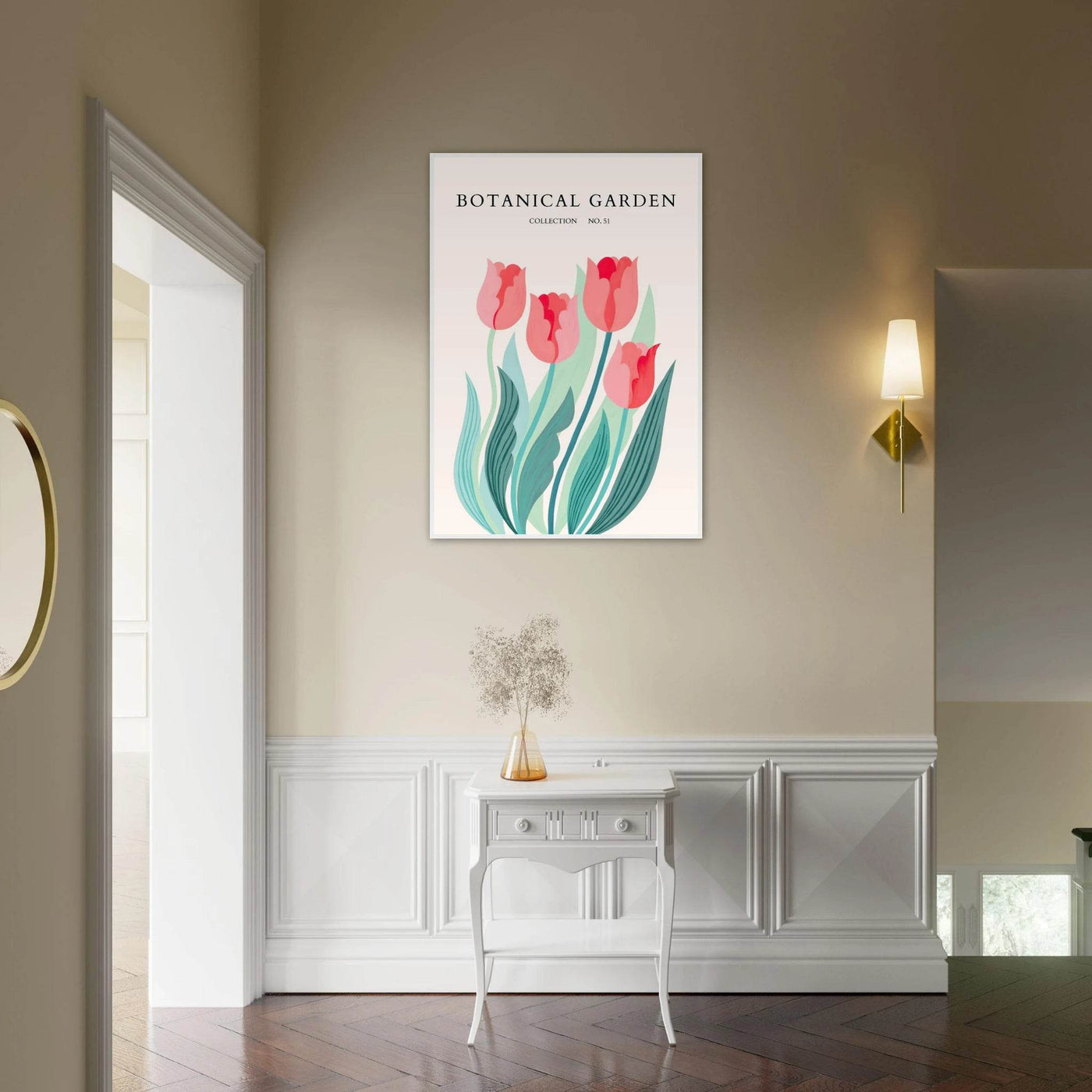 Botanical Garden Tulip Framed Poster – Pastel Florals & Nature Art Prints | Ready-to-Hang Wall Decor - Vibrantwalls