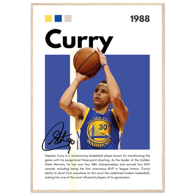 Stephen Curry Golden State Warriors Vintage Art 70x100 cm 28x40″ Wood frame Vibrantwalls