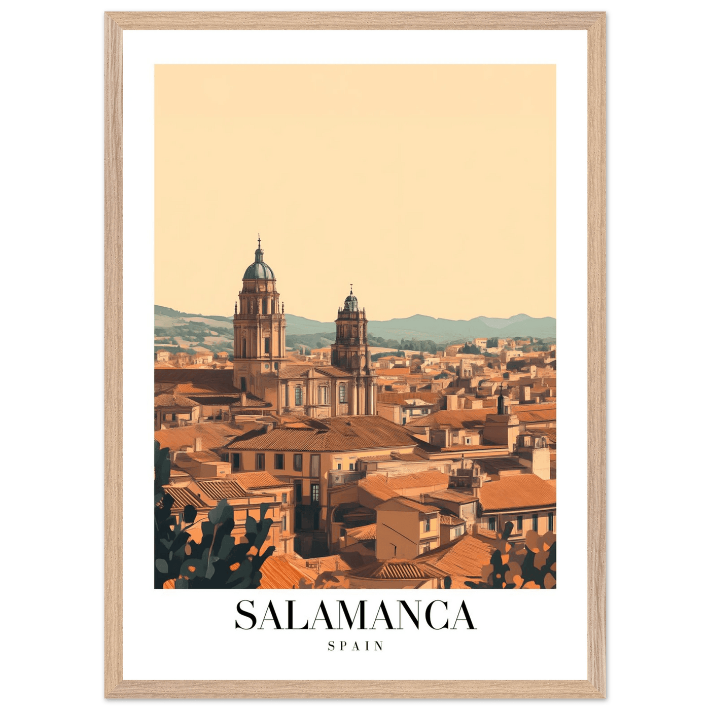 Salamanca Spain Framed Poster – Warm Hues Vintage Travel Wall Art with Wooden Frame - Vibrantwalls