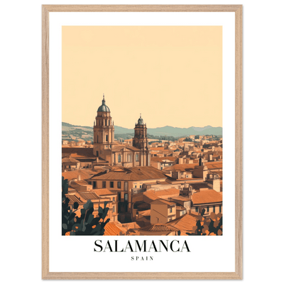 Salamanca Spain Framed Poster – Warm Hues Vintage Travel Wall Art with Wooden Frame - Vibrantwalls