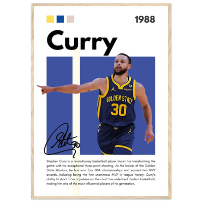 Stephen Curry Chef Curry Warriors Framed Poster A1 (59.4 x 84.1 cm) Wood frame Vibrantwalls