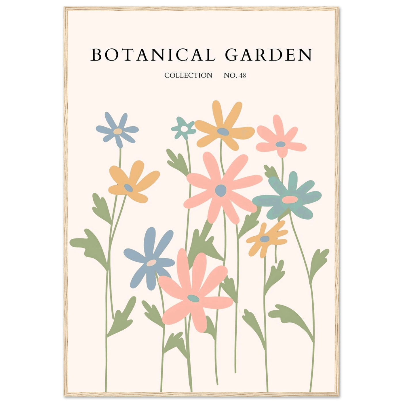 Botanical Garden Framed Poster – Whimsical Pastel Floral Art Print | Ready-to-Hang Wall Decor - Vibrantwalls