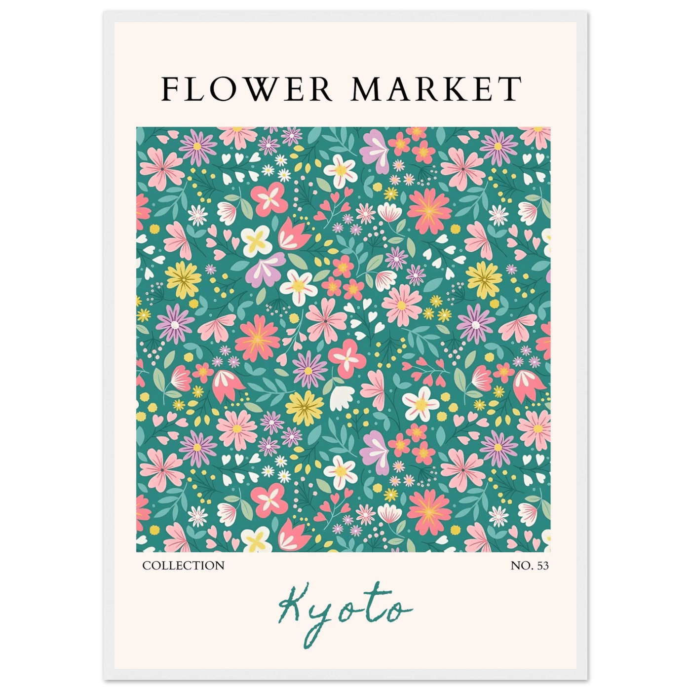Kyoto Flower Market Framed Poster – Whimsical Floral Art Print for a Touch of Spring | Ready-to-Hang Decor - Vibrantwalls