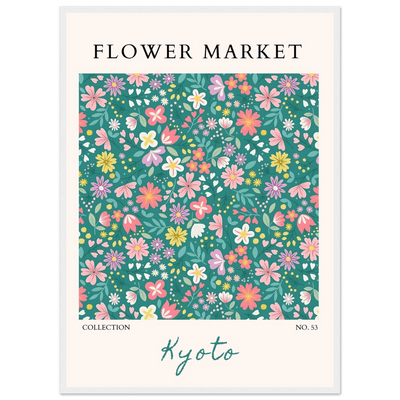 Kyoto Flower Market Framed Poster – Whimsical Floral Art Print for a Touch of Spring | Ready-to-Hang Decor - Vibrantwalls